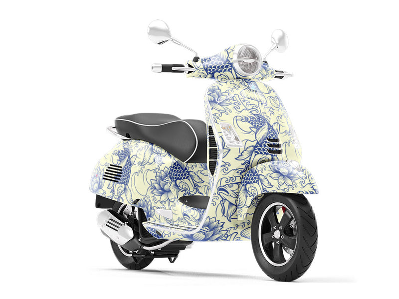 White Koi Marine Life Vespa Scooter Wrap Film
