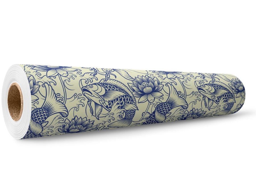 White Koi Marine Life Wrap Film Wholesale Roll~Rwraps Series 914 Digitally Printed Vinyl Roll~5