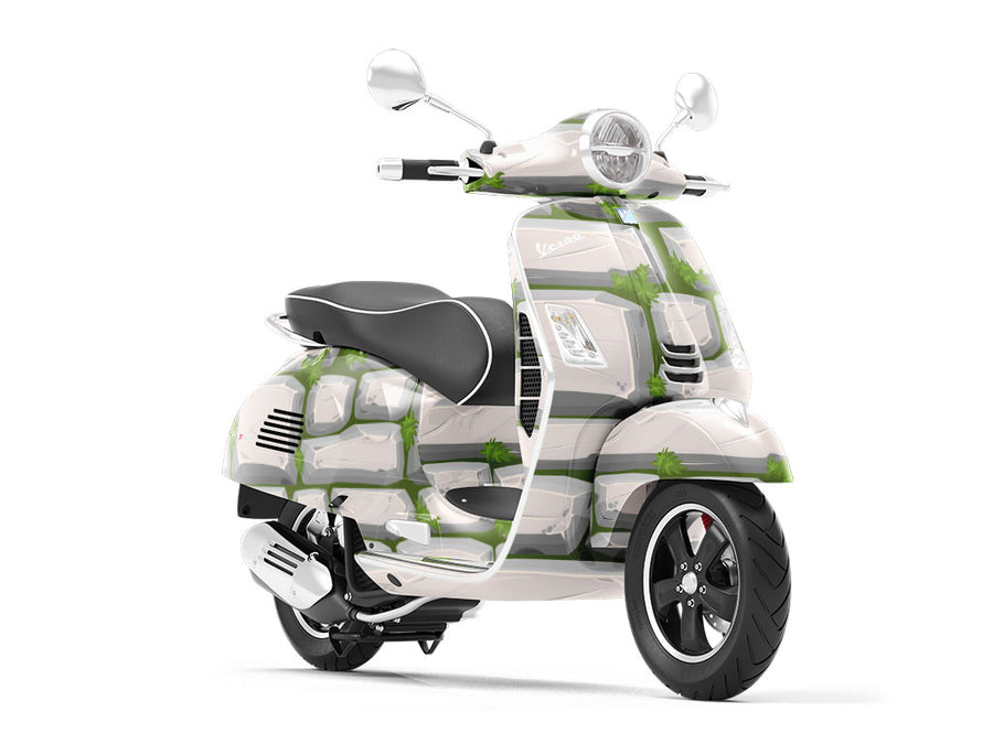 White Mossy Brick Vespa Scooter Wrap Film