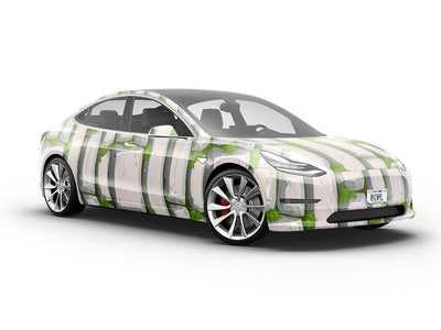 White Mossy Brick Vehicle Vinyl Wrap