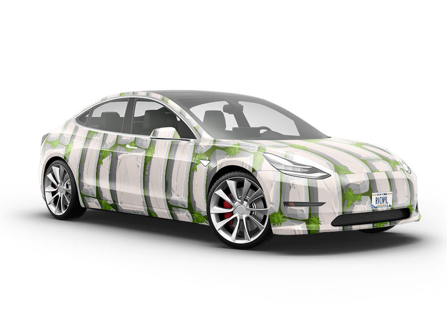 White Mossy Brick Vehicle Vinyl Wrap