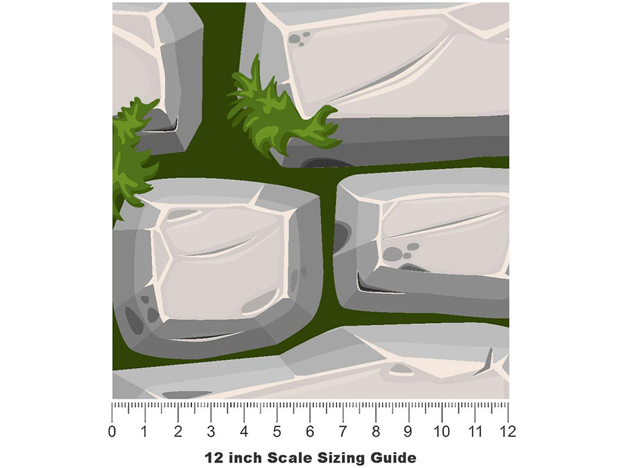 White Mossy Brick Vinyl Film Pattern Size 12 inch Scale~Rwraps White Mossy Brick Sizing Chart~3