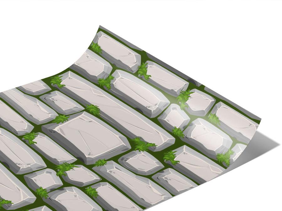 White Mossy Brick Vinyl Wraps~Rwraps Series 914 Digitally Printed Vinyl Wrap~1