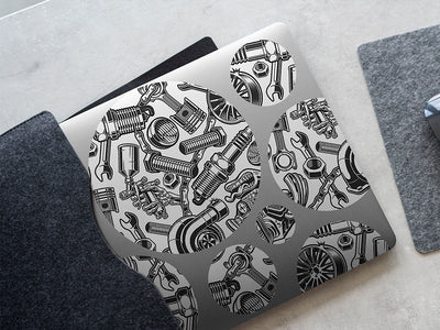white motor gearhead DIY Laptop Stickers