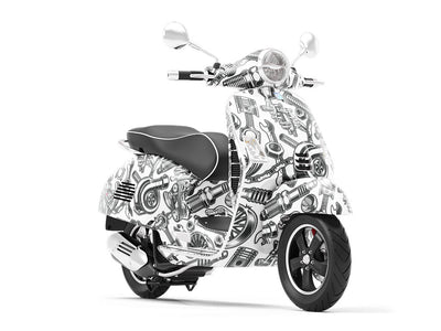 White Motor Cars Vespa Scooter Wrap Film