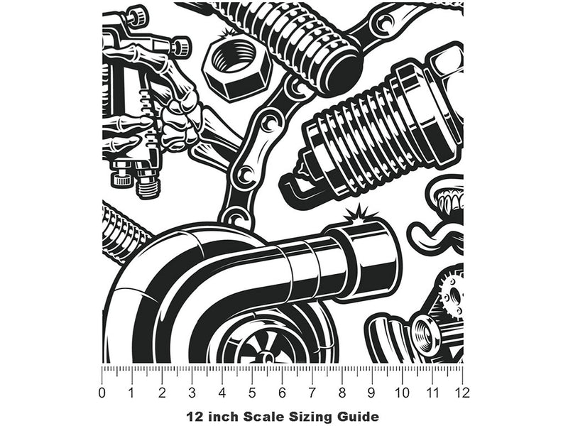 White Motor Cars Vinyl Film Pattern Size 12 inch Scale~Rwraps White Motor Cars Sizing Chart~2