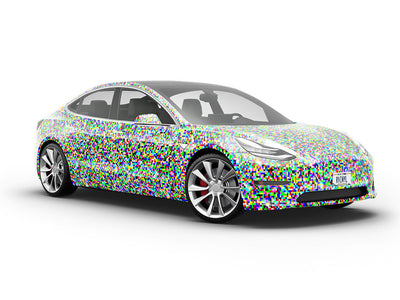 White Noise Pixel Vehicle Vinyl Wrap