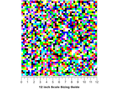 White Noise Pixel Vinyl Film Pattern Size 12 inch Scale~Rwraps White Noise Pixel Sizing Chart~2