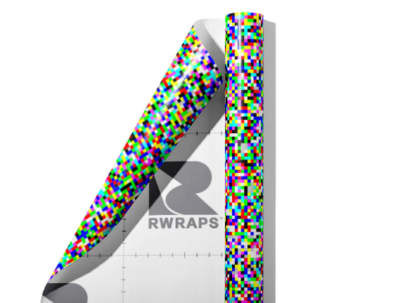 White Noise Pixel Wrap Film Sheets~Rwraps Series 914 White Noise Pixel Scrolled Sheet~3