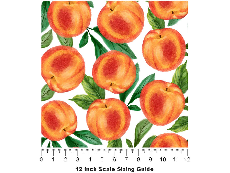 White Peachy Keen Fruit Vinyl Film Pattern Size 12 inch Scale~Rwraps White Peachy Keen Fruit Sizing Chart~2
