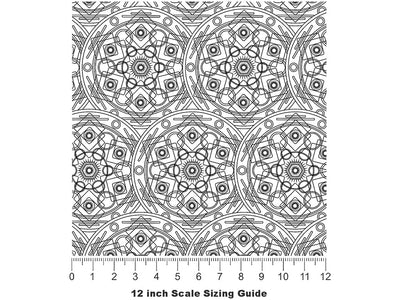White Polygons Mandala Vinyl Film Pattern Size 12 inch Scale~Rwraps White Polygons Mandala Sizing Chart~2