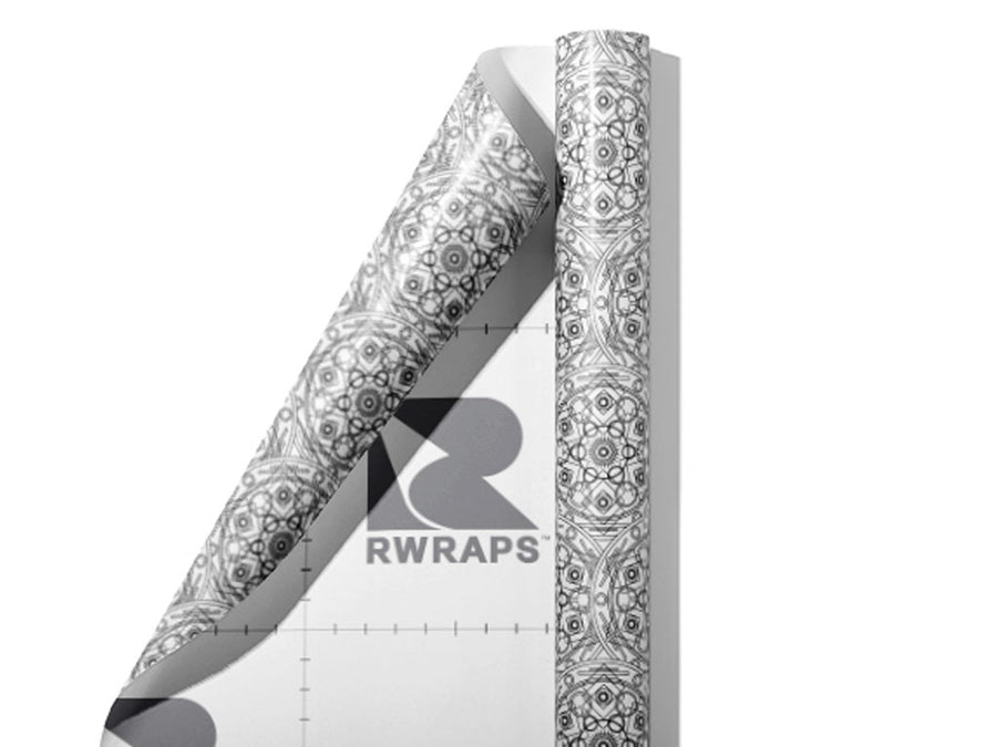 White Polygons Mandala Wrap Film Sheets~Rwraps Series 914 White Polygons Mandala Scrolled Sheet~3