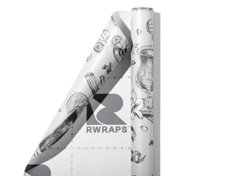 White Spiced Alcohol Wrap Film Sheets~Rwraps Series 914 White Spiced Alcohol Scrolled Sheet~3