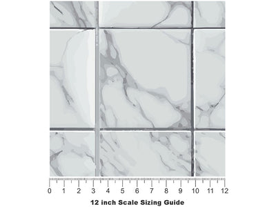 White Square Tile Vinyl Film Pattern Size 12 inch Scale~Rwraps White Square Tile Sizing Chart~3