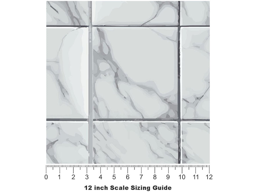 White Square Tile Vinyl Film Pattern Size 12 inch Scale~Rwraps White Square Tile Sizing Chart~3