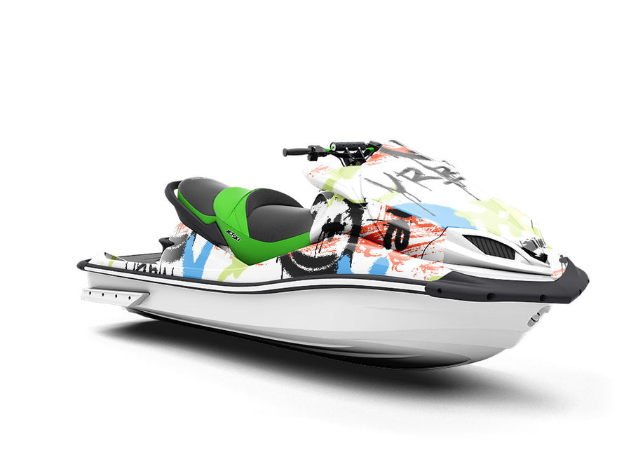 White Urban Graffiti Jet Ski Vinyl Customized Wrap
