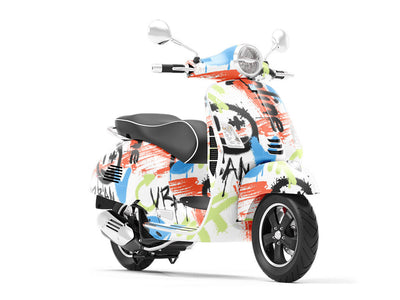 White Urban Graffiti Vespa Scooter Wrap Film
