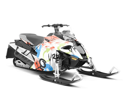 White Urban Graffiti Custom Wrapped Snowmobile
