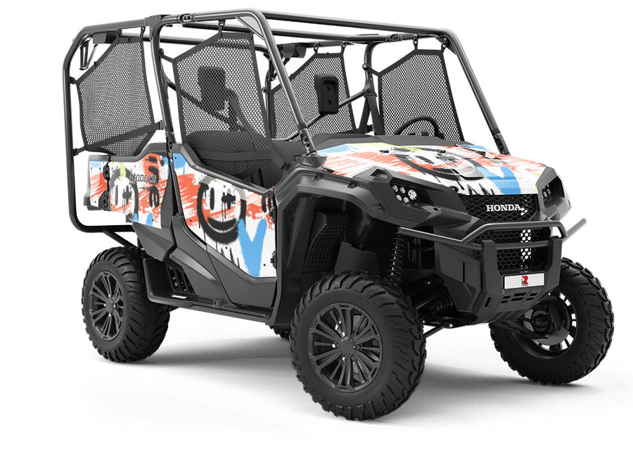 White Urban Graffiti Utility Vehicle Vinyl Wrap