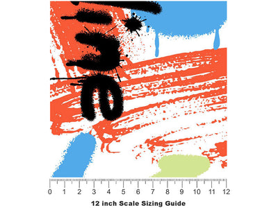 White Urban Graffiti Vinyl Film Pattern Size 12 inch Scale~Rwraps White Urban Graffiti Sizing Chart~3