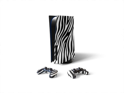 white zebra animal print Sony PS5 DIY Skin