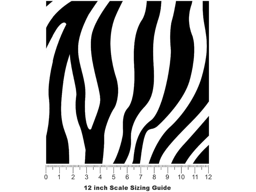 White Zebra Vinyl Film Pattern Size 12 inch Scale~Rwraps White Zebra Sizing Chart~3