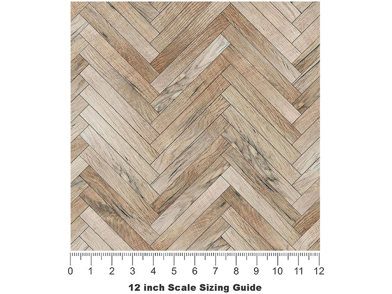 Whitewash  Wooden Parquet Vinyl Film Pattern Size 12 inch Scale~Rwraps Whitewash  Wooden Parquet Sizing Chart~3