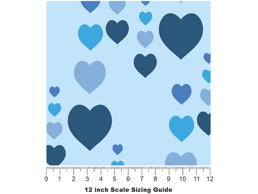 Window Rain Heart Vinyl Film Pattern Size 12 inch Scale~Rwraps Window Rain Heart Sizing Chart~2