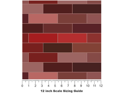 Wine Red Brick Vinyl Film Pattern Size 12 inch Scale~Rwraps Wine Red Brick Sizing Chart~3
