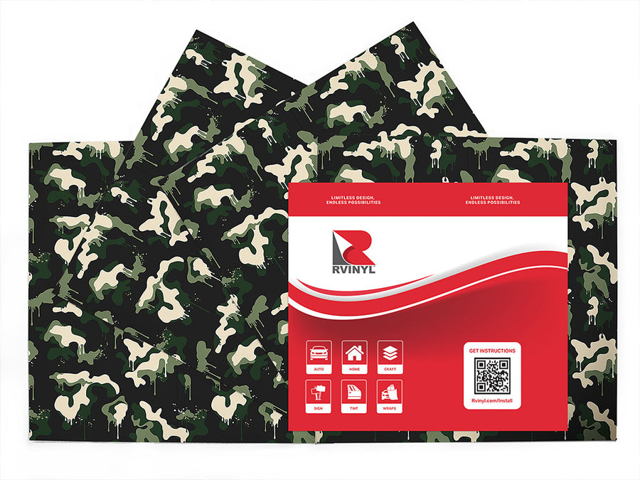 woodland graffiti camouflage Craft Vinyl Sheet Pack