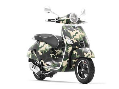Woodland Graffiti Camouflage Vespa Scooter Wrap Film