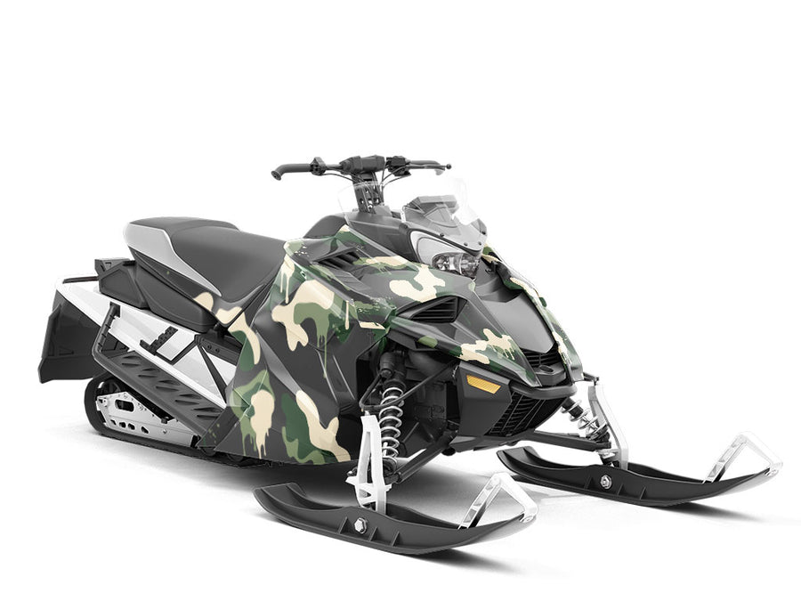 Woodland Graffiti Camouflage Custom Wrapped Snowmobile