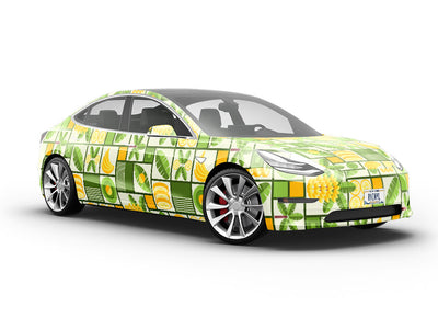 Yellow Banana Mosaic Vehicle Vinyl Wrap