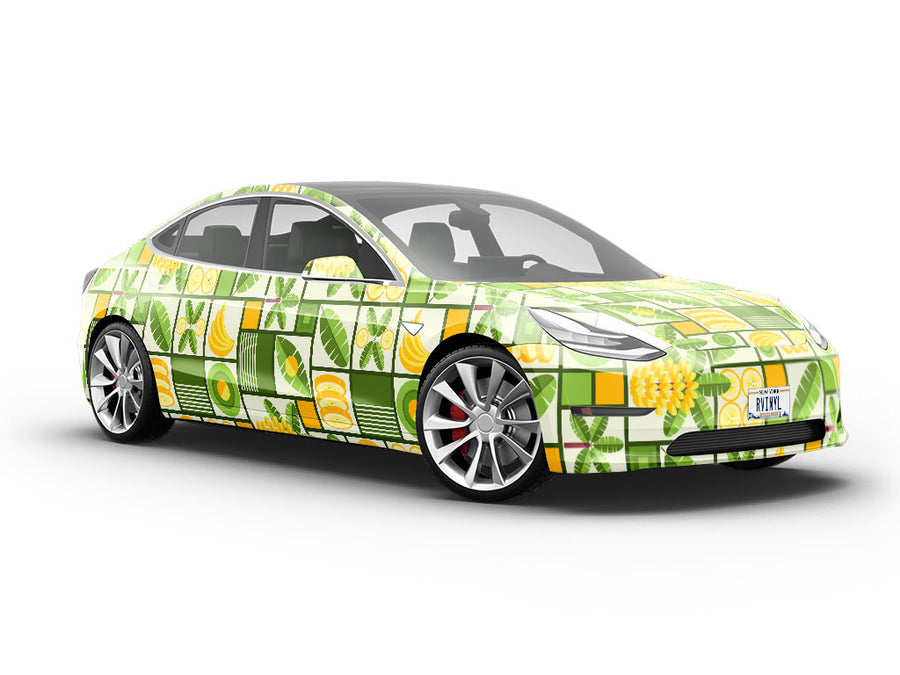 Yellow Banana Mosaic Vehicle Vinyl Wrap
