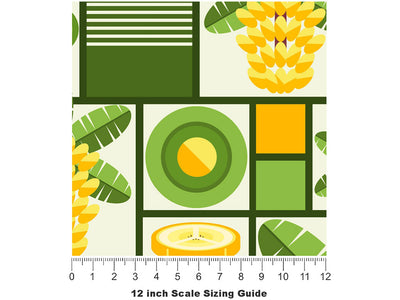 Yellow Banana Mosaic Vinyl Film Pattern Size 12 inch Scale~Rwraps Yellow Banana Mosaic Sizing Chart~2