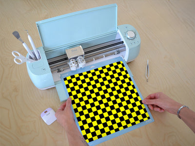 yellow checkered Cricut Compatible Vinyl