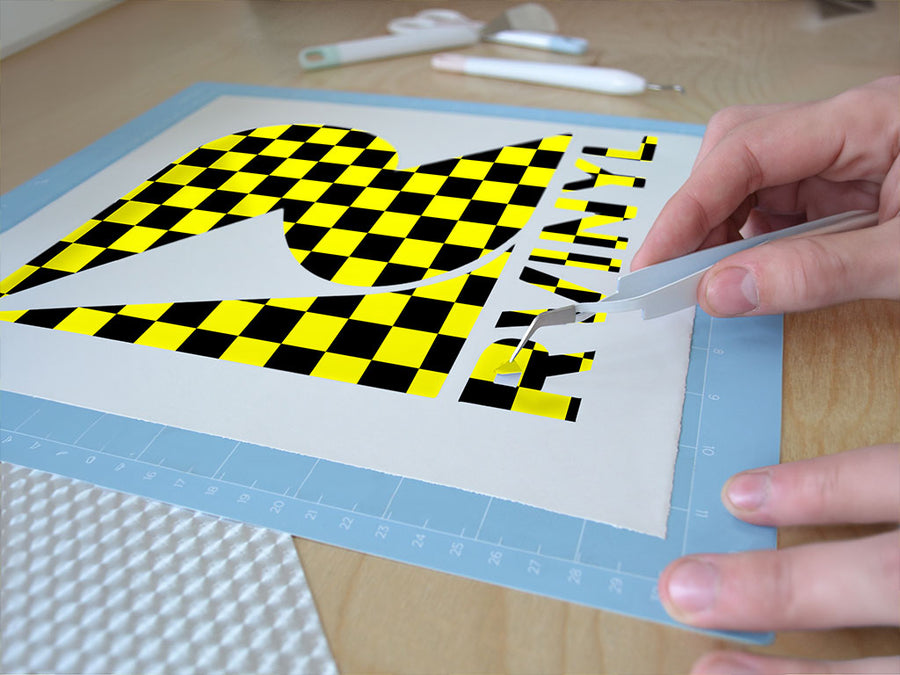 yellow checkered Easy Weed Craft Vinyl