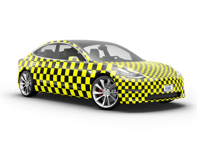Yellow Checkered Vehicle Vinyl Wrap