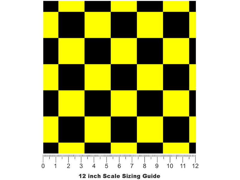 Yellow Name3 Checkered Vinyl Film Pattern Size 12 inch Scale~Rwraps Yellow Name3 Checkered Sizing Chart~3
