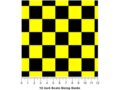 Yellow Name3 Checkered Vinyl Film Pattern Size 12 inch Scale~Rwraps Yellow Name3 Checkered Sizing Chart~3