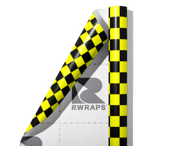 Yellow Checkered Wrap Film Sheets~Rwraps Series 914 Yellow Checkered Scrolled Sheet~5