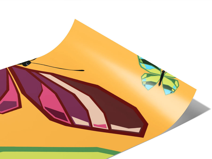 Yellow Flutter Bug Vinyl Wraps~Rwraps Series 914 Digitally Printed Vinyl Wrap~0