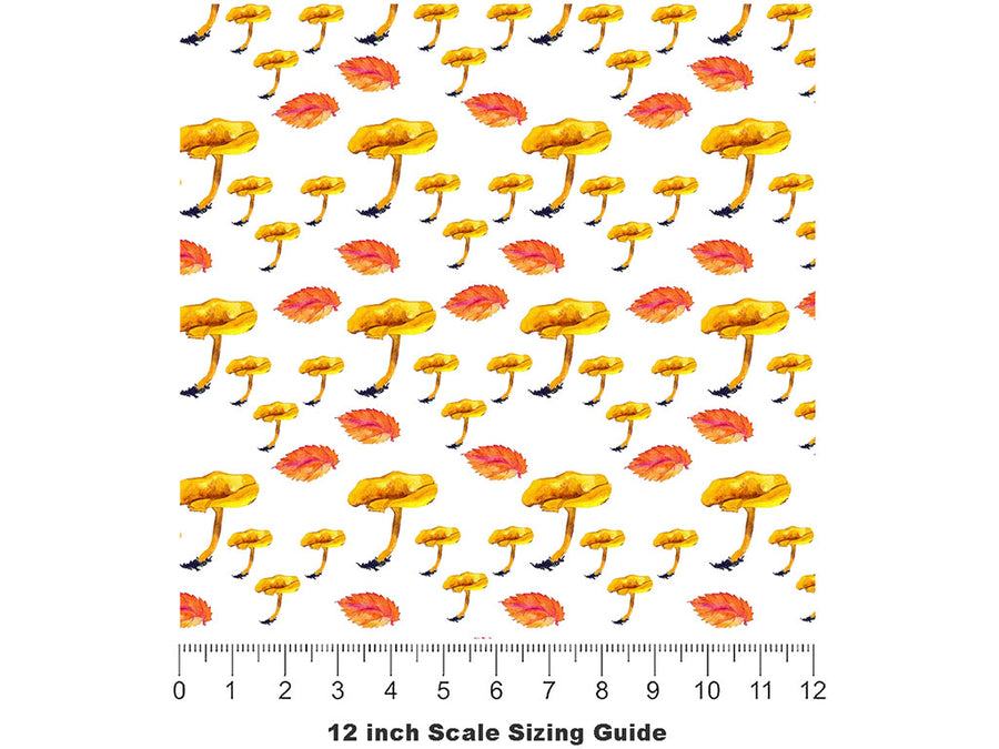 Yellow Foot Fun Mushroom Vinyl Film Pattern Size 12 inch Scale~Rwraps Yellow Foot Fun Mushroom Sizing Chart~2