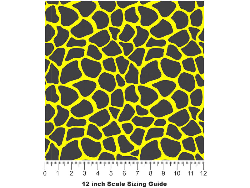 Yellow Giraffe Vinyl Film Pattern Size 12 inch Scale~Rwraps Yellow Giraffe Sizing Chart~3