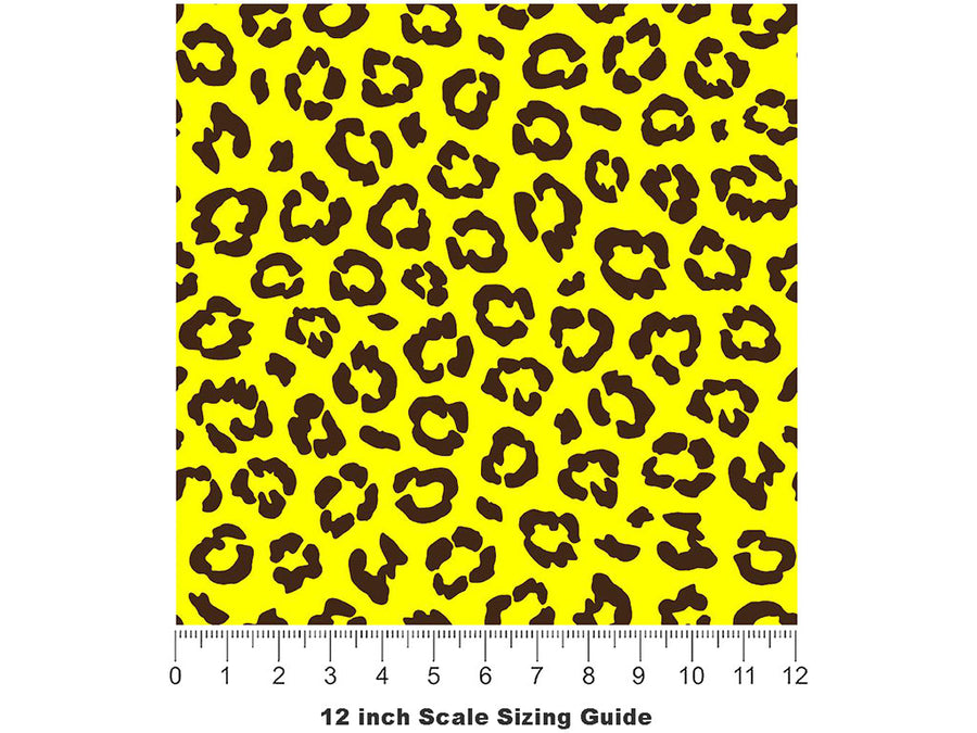 Yellow Leopard Vinyl Film Pattern Size 12 inch Scale~Rwraps Yellow Leopard Sizing Chart~3