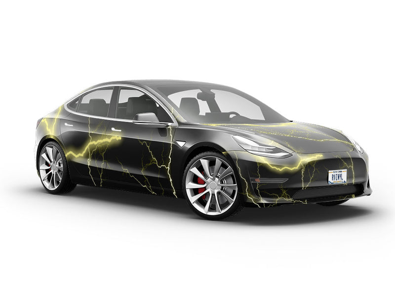 Yellow Lightning Vehicle Vinyl Wrap