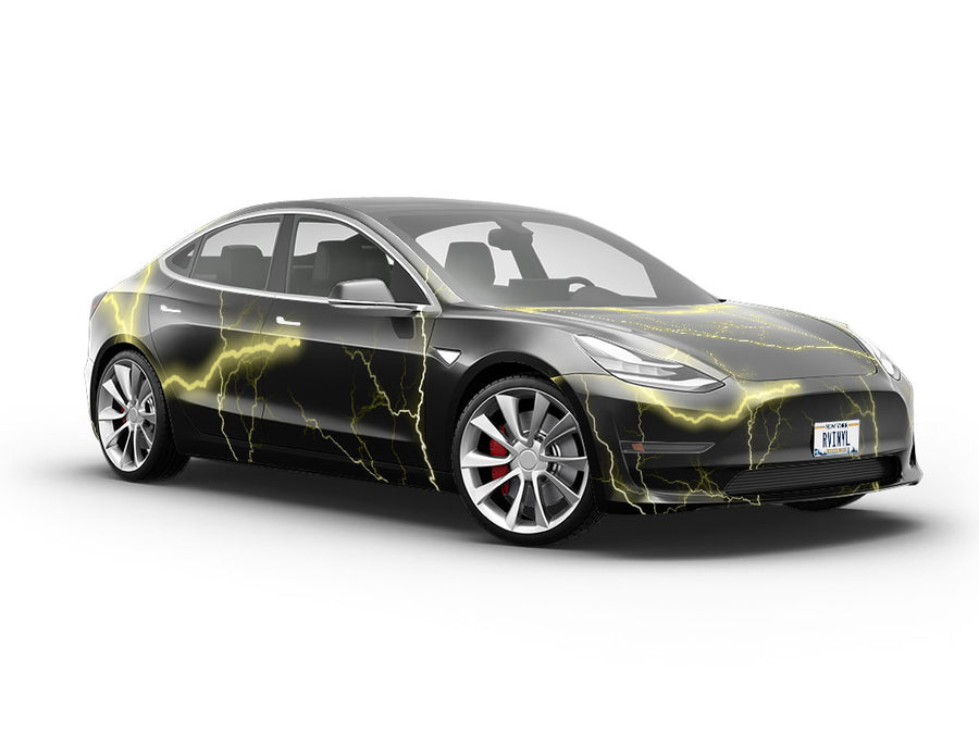 Yellow Lightning Vehicle Vinyl Wrap