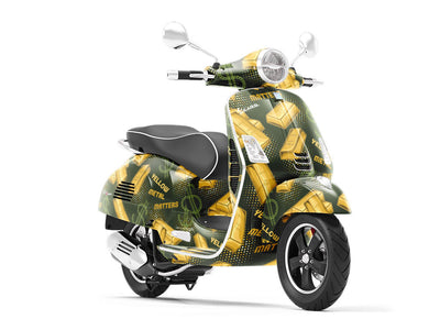 Yellow Metal Bling Vespa Scooter Wrap Film