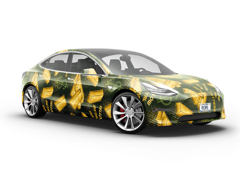 Yellow Metal Bling Vehicle Vinyl Wrap
