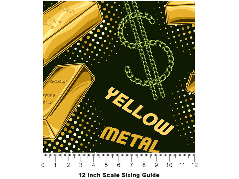 Yellow Metal Bling Vinyl Film Pattern Size 12 inch Scale~Rwraps Yellow Metal Bling Sizing Chart~2